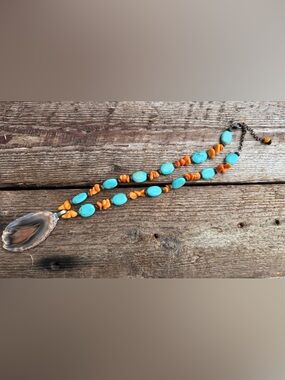 Turquoise and Orange Bead Womens Necklace - Brand